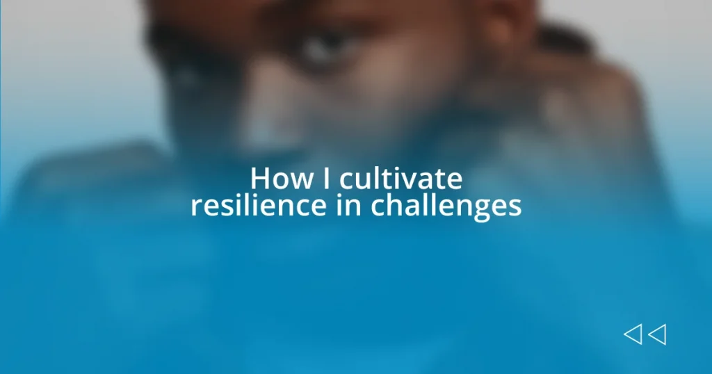 How I cultivate resilience in challenges