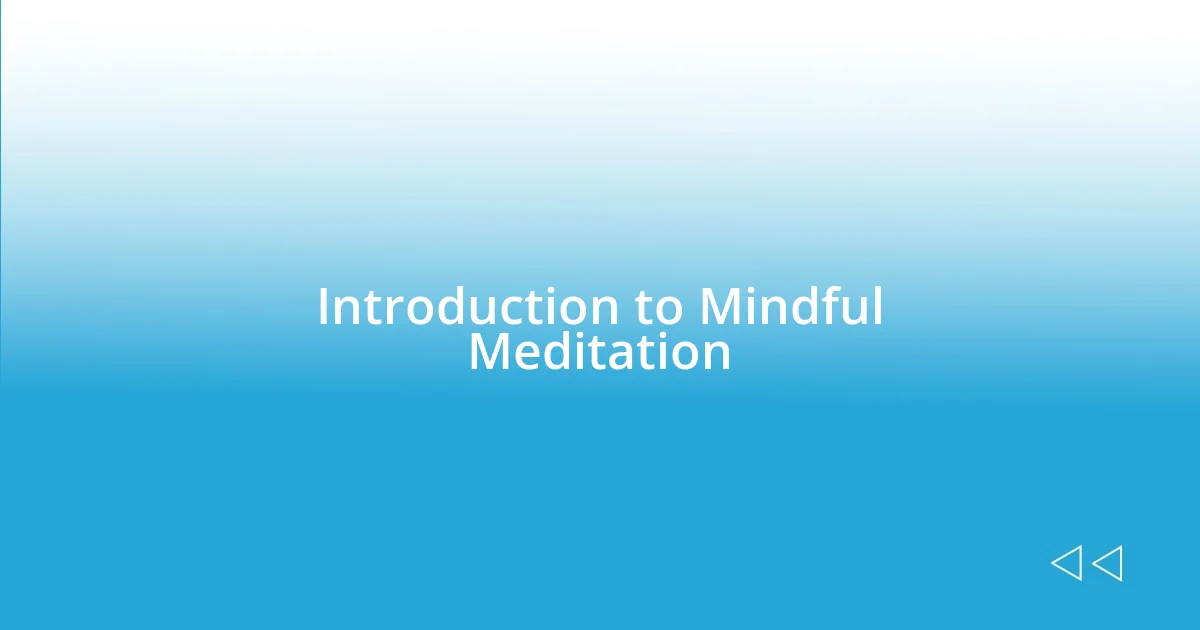 Introduction to Mindful Meditation